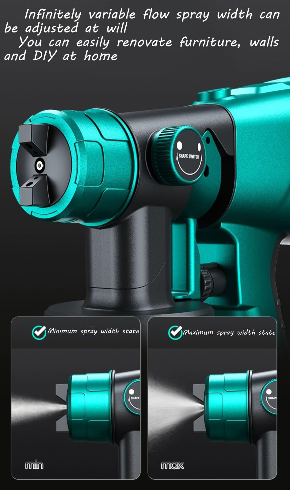 "Spruzzatore di vernice Spruzzatore elettrico con viscosit�� massima 100 DIN/s, controllo del flusso di aria e vernice regolabile, 3 modalit�� di spruzzatura(Color:c)"