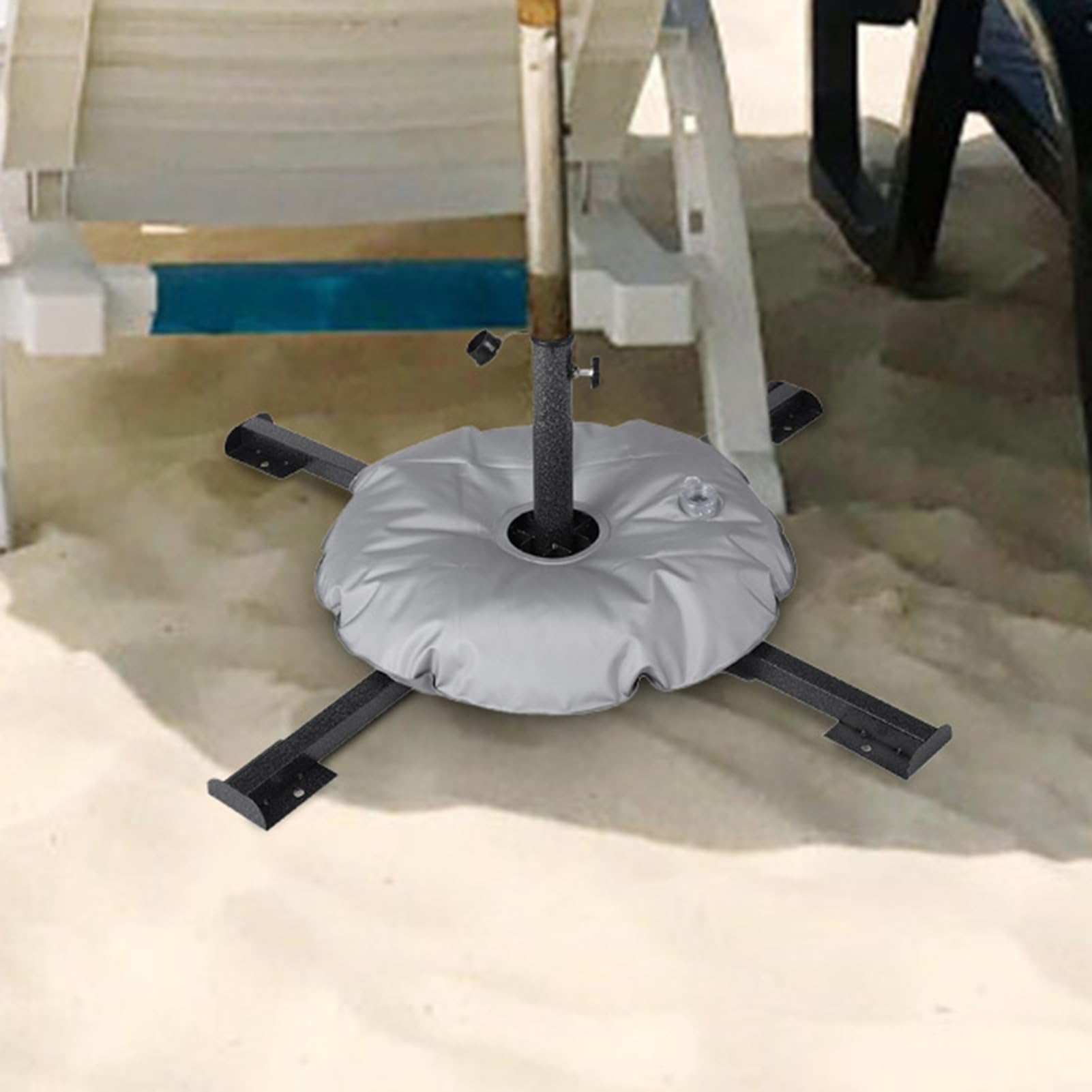 Zewnętrzny parasol przeciwsłoneczny przenośny i składany z podstawą wypełnioną wodą o wadze 10 kg, solidna konstrukcja do ogrodu na plaży, przy basenie, trwałe rozwiązanie zacieniające dla relaksu
