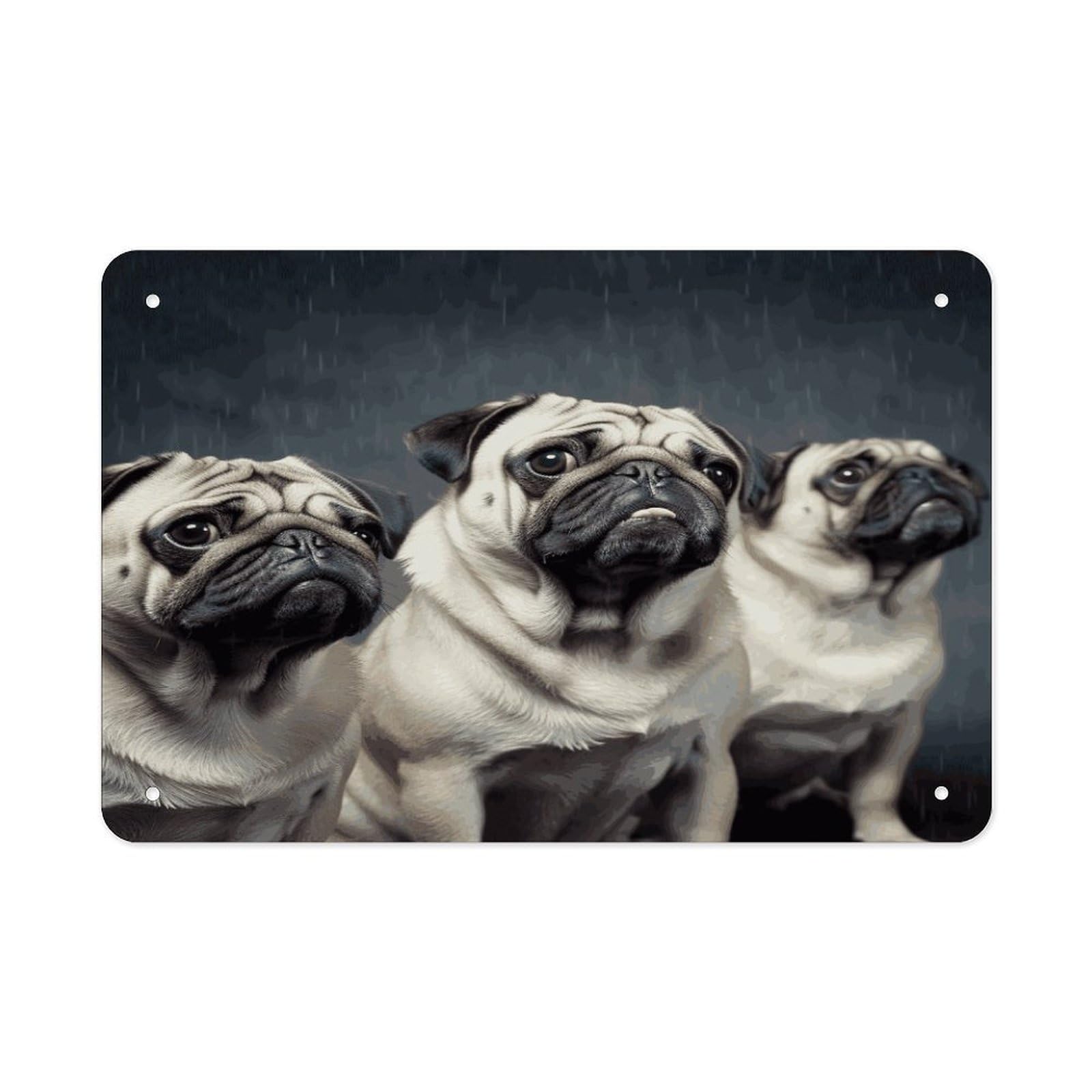 Fekiloot Style Funny Pug Dog Metal Signs Wall Art Tin Sign