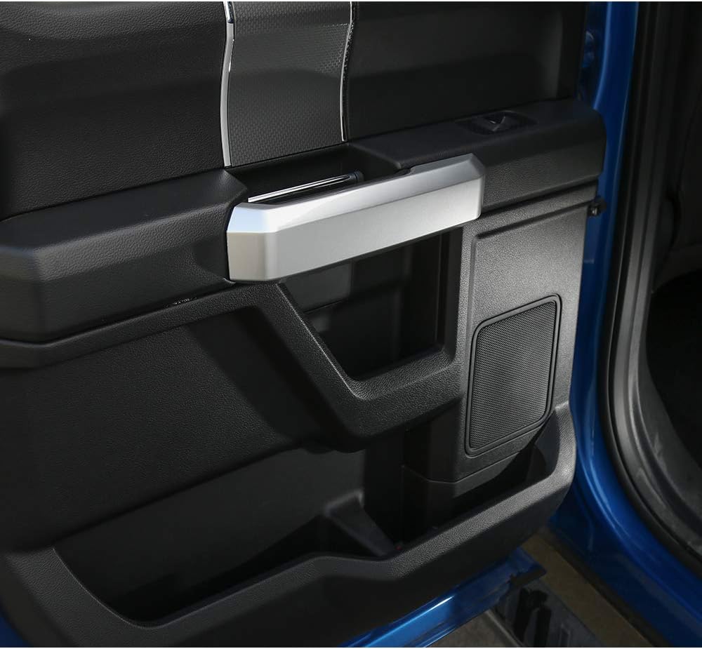 Voodonala for F150 Silver Inner Door Handle Covers Trim for Ford F150 F250 F350 2015 2016 2017 2018 2019 2020 (ABS,4Pcs,Silver)