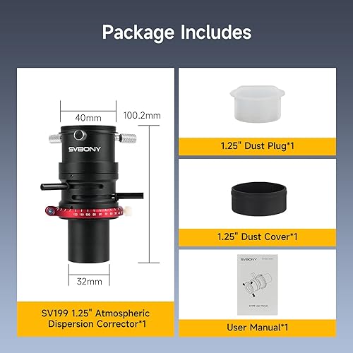 Miniatura 12 de SVBONY SV199 Correctores de dispersión atmosférica, 1.25 pulgadas ADC para observación e imágenes planetarias de la luna, accesorio de telescopio