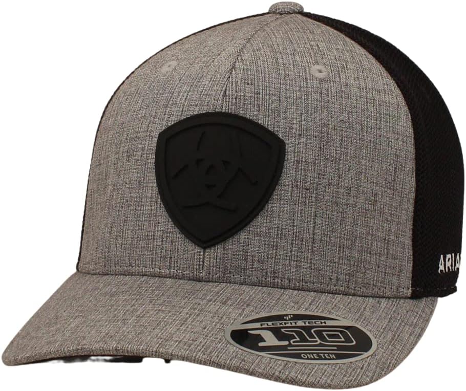 ARIAT Men's Charcoal Snapback Flexfit 110 Rubber Shield Logo Patch Cap