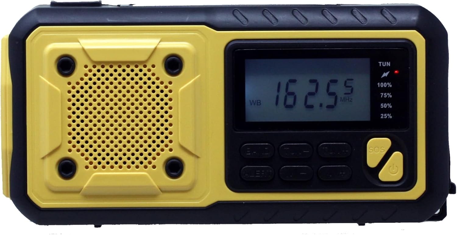 Kaito Voyager KA368 Digital Emergency Radio - AM/FM NOAA Weather Alert 4-Way Powered Solar Crank Radio Receiver with LED Flashlight and USB 4,000 mAh Mobile Phone Charger (Yellow)