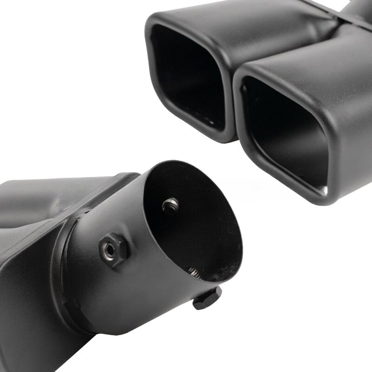 Vechkom Exhaust Tips Muffler Stainless Steel 60mm/2.36" Car Exhaust Tail Pipe Double Outlet Square Mouth End Pipe Fit for 38-60mm/1.5”-2.36” Tube (Black Matte)