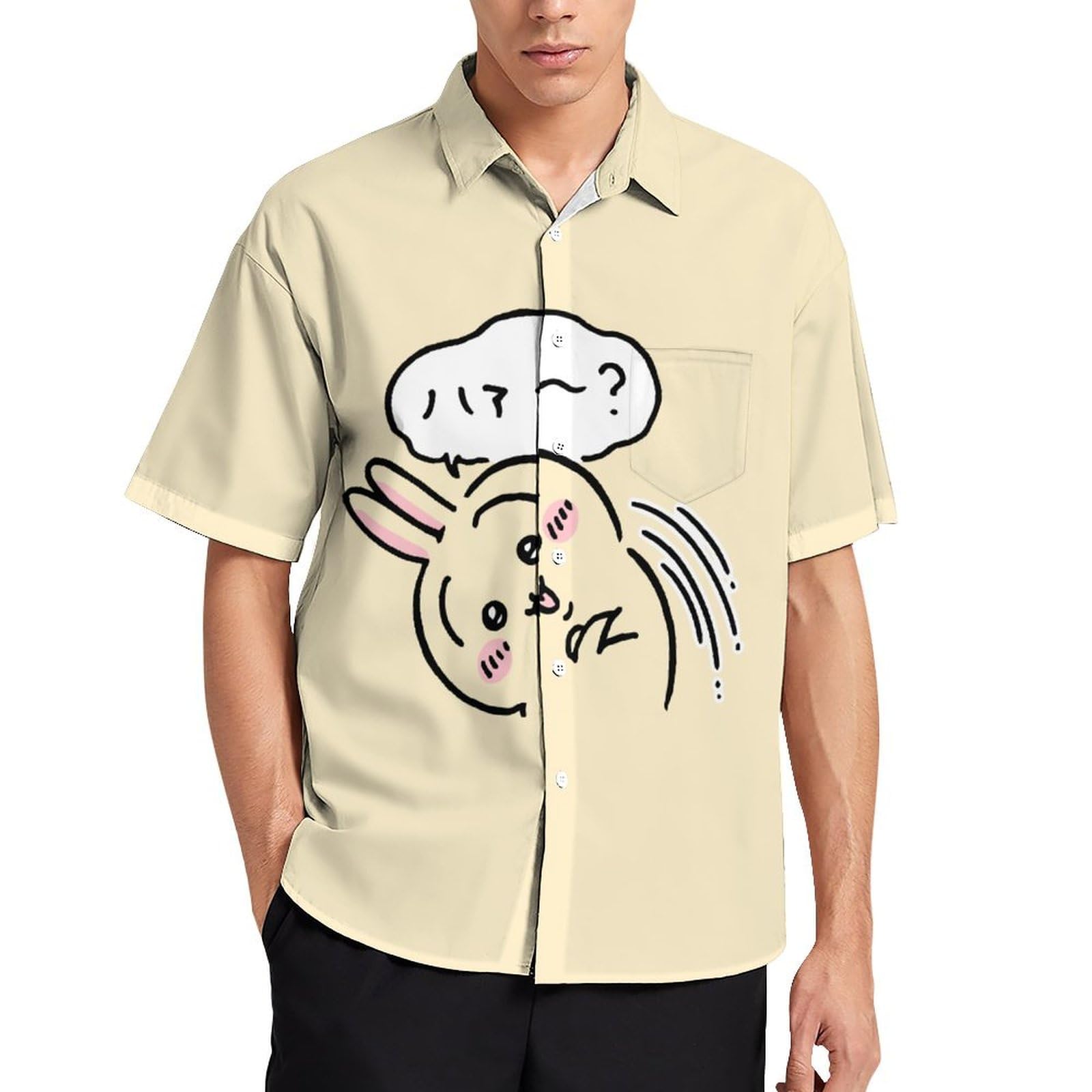 Amazon.co.jp: シャツ メンズ ちいかわ うさぎ 半袖 夏服 アロハシャツ