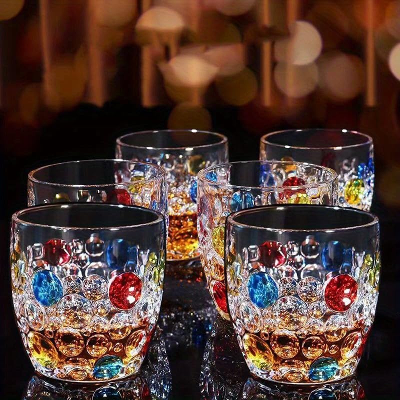 JQWIN AlifordGlass Glass Tumblers with Colorful Patterns, Lead-Free, Set of 4 or 6 (Set of 6)