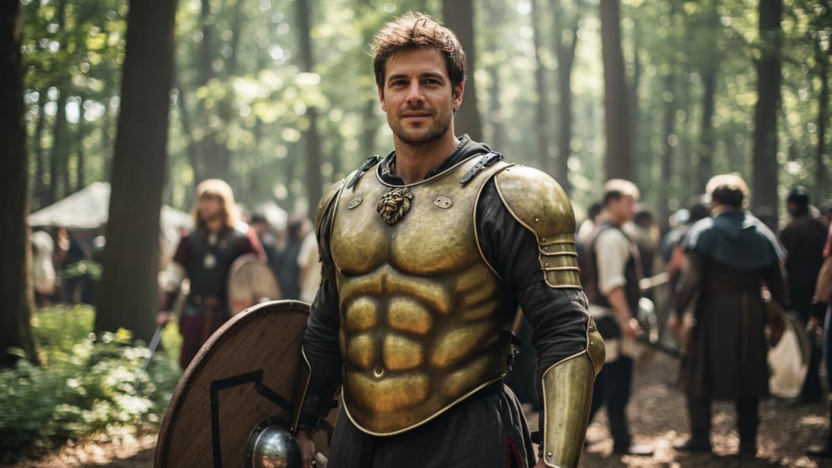 Medieval Brass Antique Jacket Roman Muscle Breast Plate Armor Jacket Brown Halloween Costume