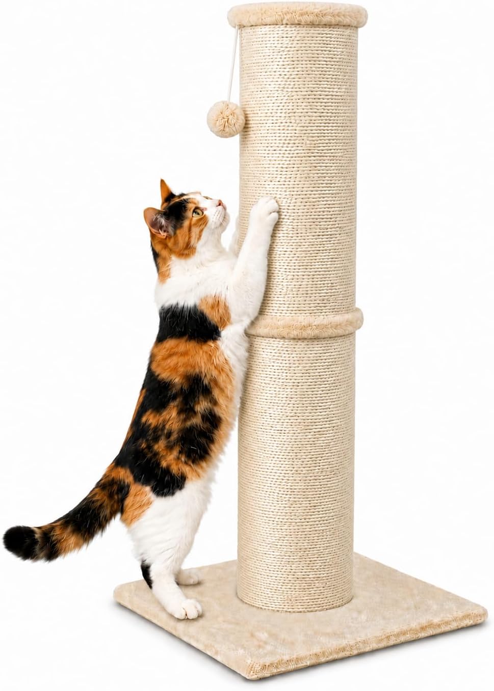 Poste rascador para gatos 32 pulgadas sisal natural beige
