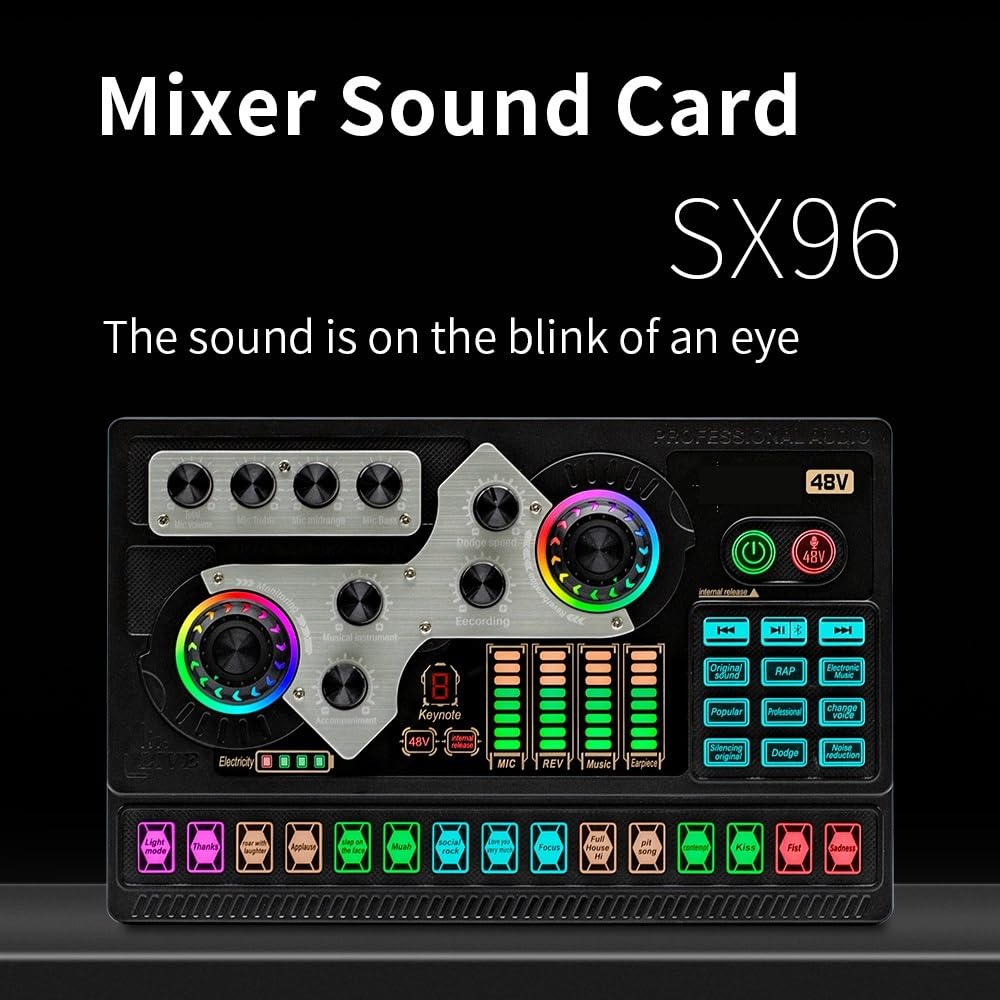Mixer DJ, Scheda audio live SX96 Registrazione Vlog Cambia voce Mixer stereo microfono