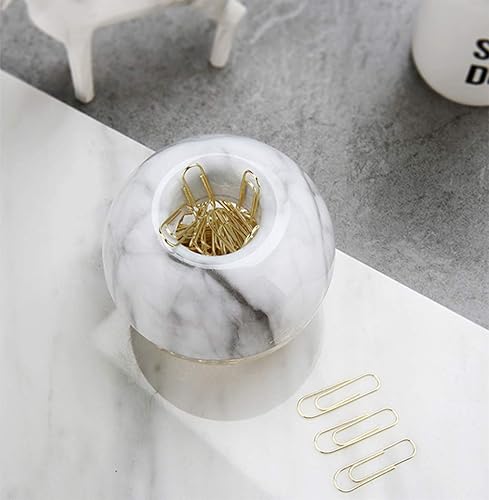 Miniatura 2 de Clips de papel dorados en elegante soporte magnético de mármol blanco, 100 clips por caja, clips de papel de 1.102 in para suministros de oficina,