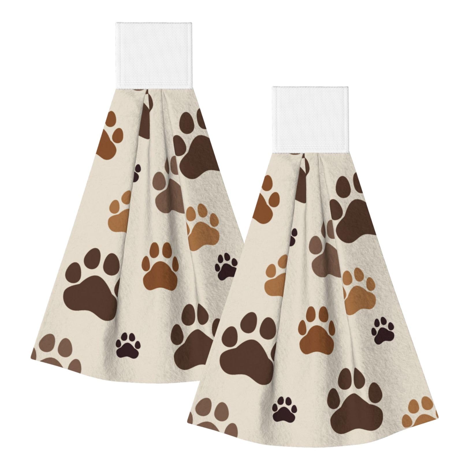 DOPKLNA Dog Paw Print, 2 Pcs Hanging Coral Fiber Hand Towels for Bathroom, Absorbent Kitchen Towels
