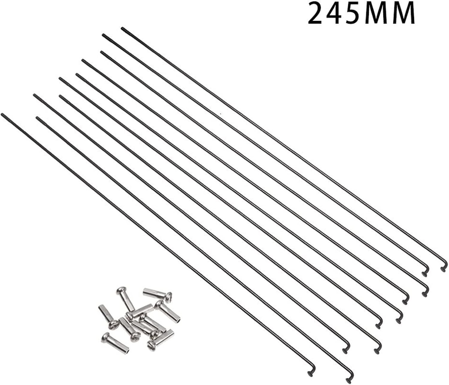10 Pack Diameter 2mm Bike Spokes with Nipples Stainless Steel Mountain Road Bike High Strength Spoke Line Bike Parts (Color : 245MM)