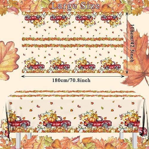 Image of Fall Tablecloth, 3 Pcs Thanksgiving Tablecloths, Pumpkin Rectangle Fall Plastic Tablecloth,Maple Leaf Pumpkin Table Cover for Fall Themed Thanksgiving Party Supplies, 108 x 180 cm