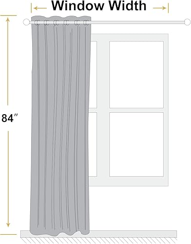 Miniatura 19 de ChrisDowa Cortinas 100% opacas de abedul liso de 96 pulgadas de largo, 2 paneles para dormitorio, sala de estar, oscurecimiento de la habitación de