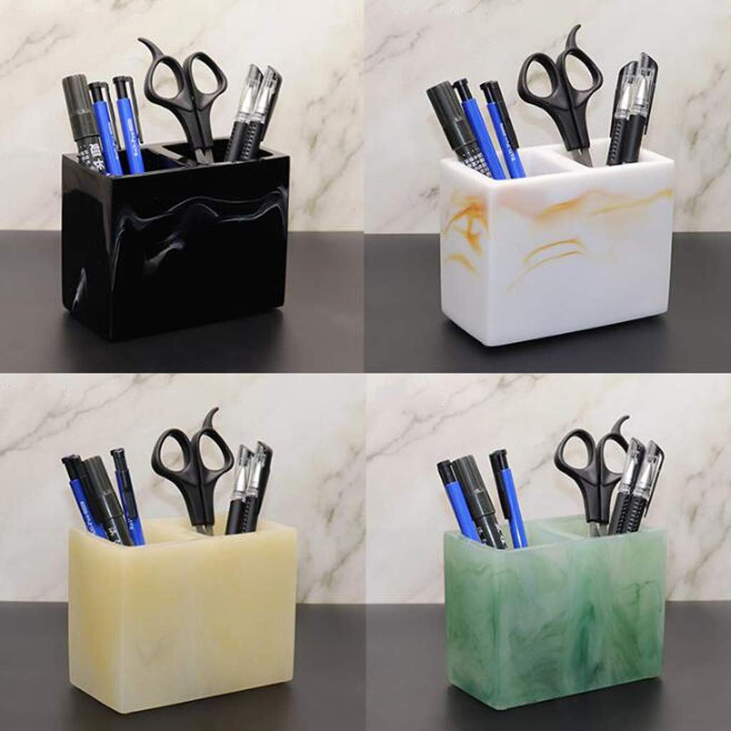 Harz Große Kapazität Schreibtischstifthalter Bleistift Makeup Aufbewahrungsbox Desktop Organizer Stand Fall Schulbüro Schreibwaren (Color : F)