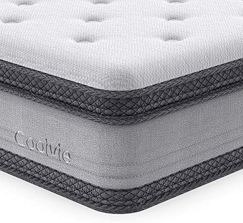 Twin Mattress, Coolvie 10 Inch Comfy Cool Memory Foam and Innerspring Hybrid Mattress, with Individually Pocket Coils, Cushioning Euro Top and Breathable Hypoallergenic Knitted Cover