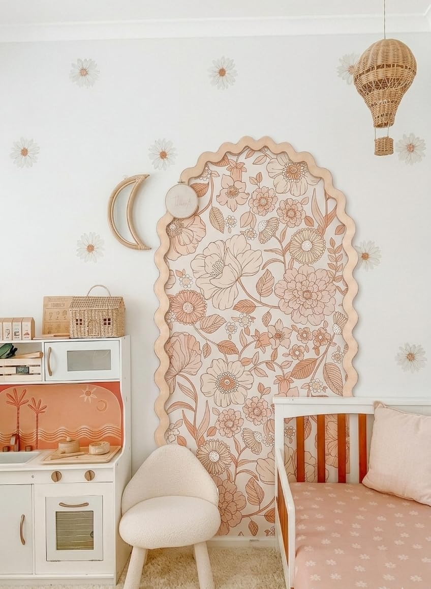 Deko-Bogen aus gewelltem Holz, 90 x 170 cm, Wandpaneel im Shabby-Chic-Stil, DIY-Set, 11 Abschnitte mit Kleber enthalten, Dekoration für Baby- & Kinderzimmer