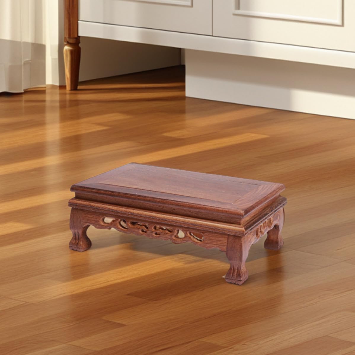 SECFOU Rectangular Wooden Display Stand Base for Vases and Buddha Statues, Stable and Sturdy Wood Pedestal Unique Craftsmanship, Suitable for Room or Different Settings