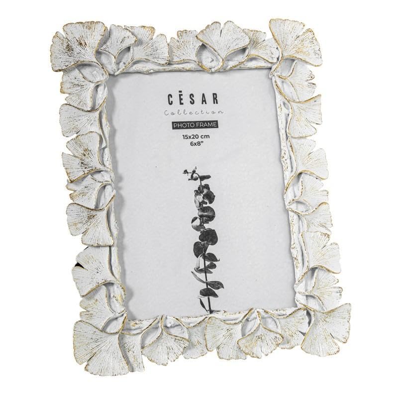 Cadre photo résine 15x20 cm blanc doré DRW moulure décoration salon chambre