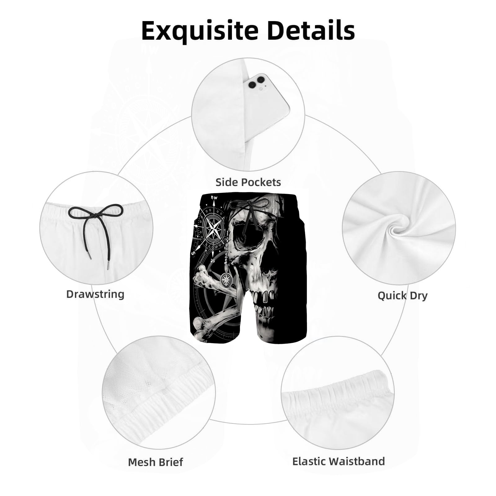 Costume da bagno da uomo con fodera in rete, ad asciugatura rapida, pantaloncini da spiaggia, costumi da bagno