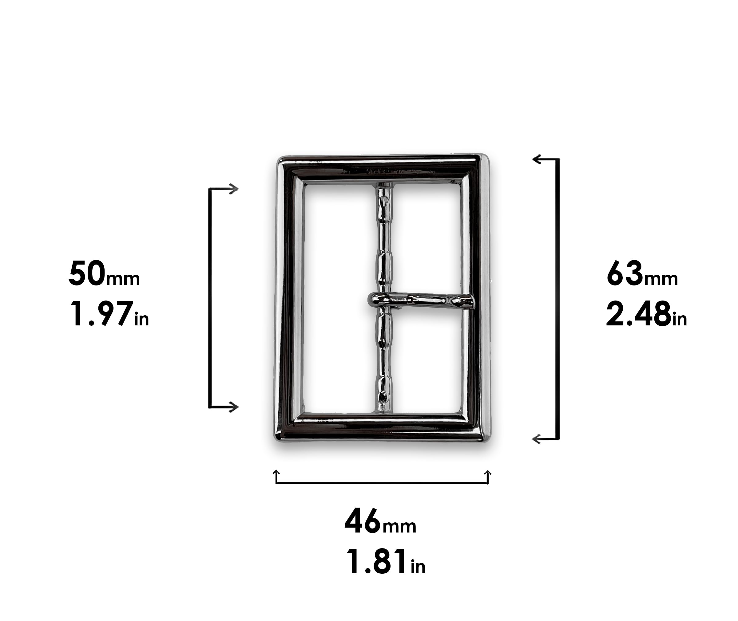 almela - Hebilla cinturón doble con acabado en plata brillo de 50mm de ancho - 5cm | Buckle belt