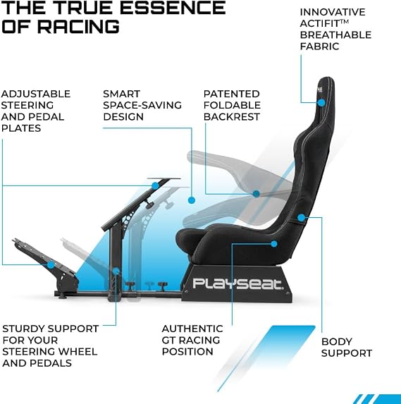 Playseat Evolution Sim Racing Cockpit | Comfortable Racing Simulator Cockpit | Compatible with All Steering Wheels & Pedals on the Market | Supports PC & Console | Actifit Edition