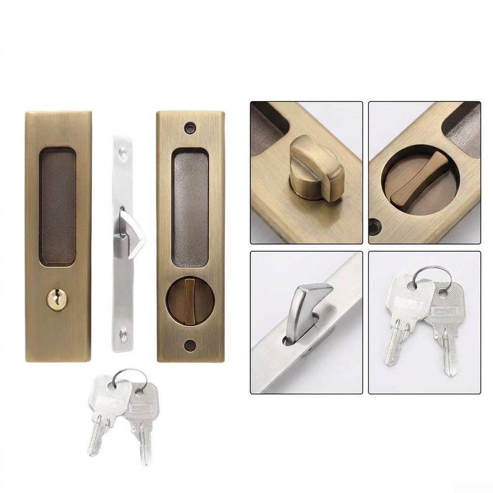 Cerradura Privacidad Puerta para bolsillo Plano Metal Cerradura(Antique Green)