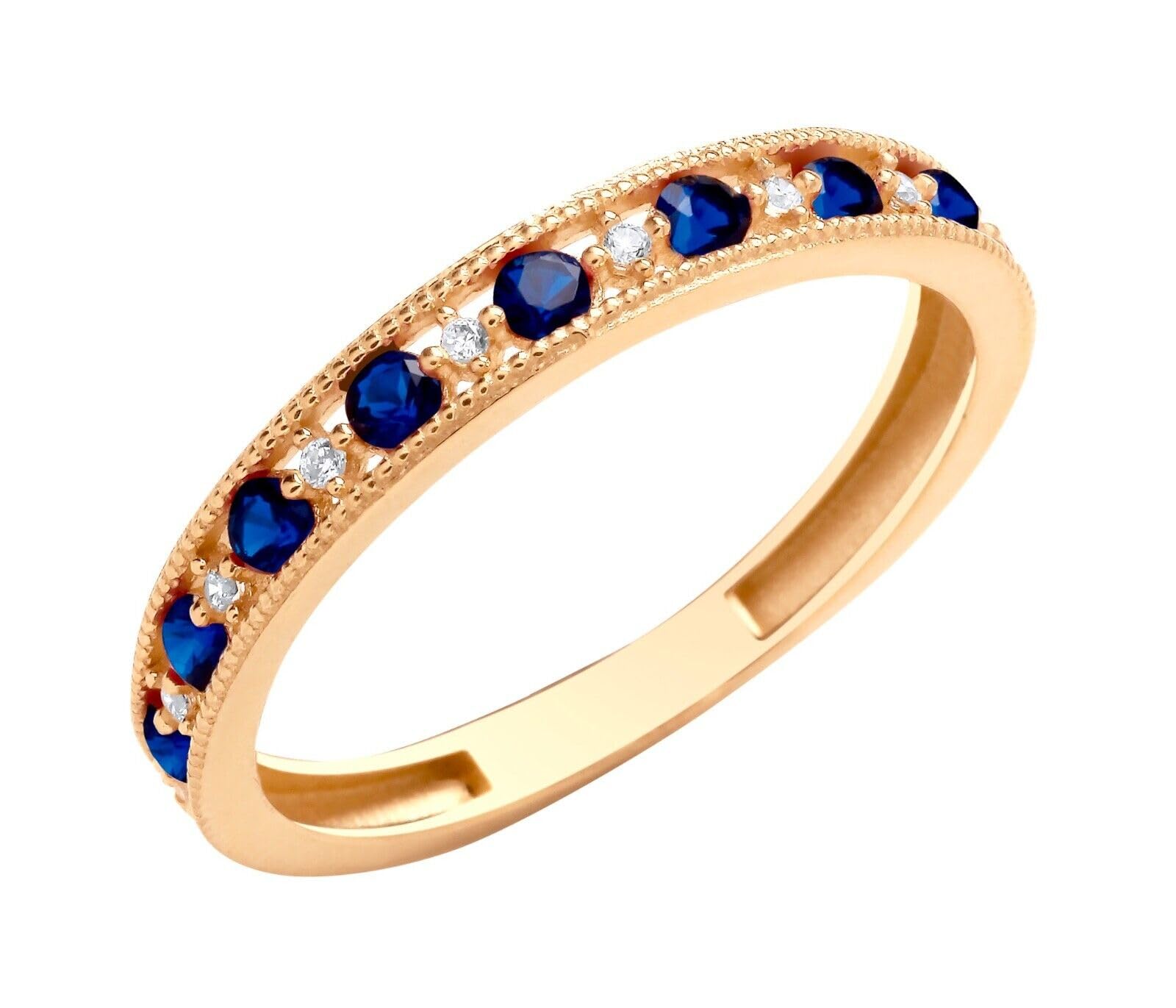 Old English Jewellers9ct Yellow Gold Sapphire & CZ Eternity Band Ring size J K L M N O P Q R S T U