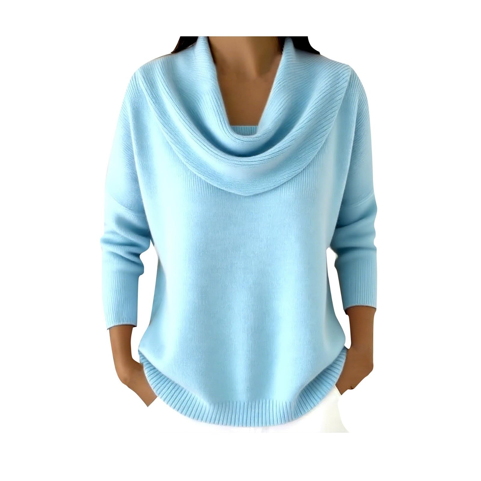 Cozy Sweaters for Women 2025 Plus Size Loose Knit Cowl Neck Sweater Casual Long Sleeve Fall Winter Warm