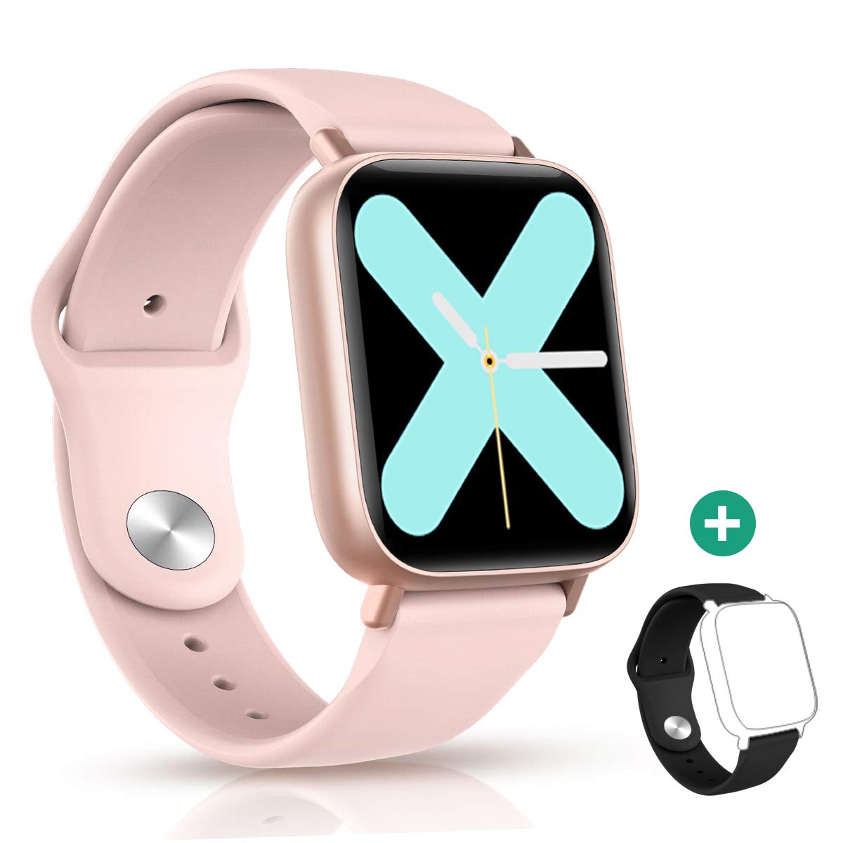 Fitness Tracker Smart Watch, Heart Rate Monitor, Activity Tracking with 1.3'' HD Color 2.5D Curved Glass Touch Screen, IP67 Waterproof Pedometer Calorie Counter Sleep Monitor Music Control, 2 Straps