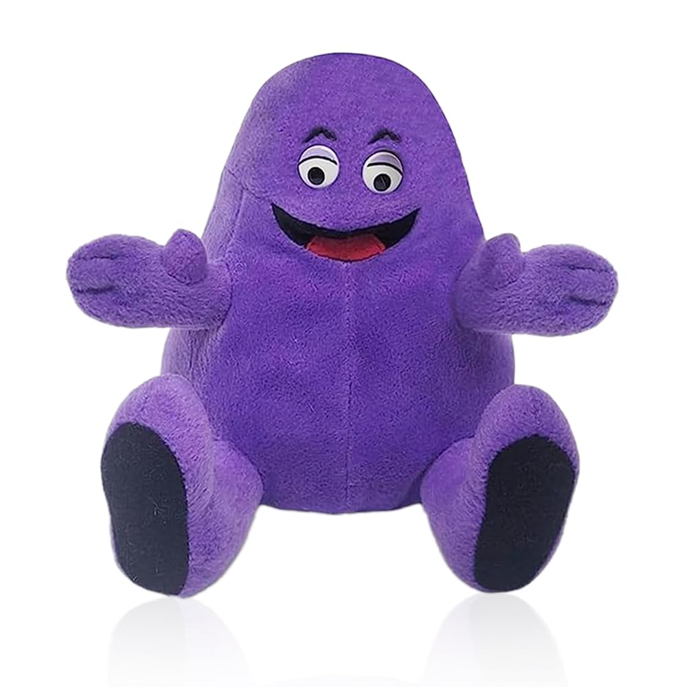 Hashibira Grimace Shake Yellow Hat Plush Toy Plushie Stuffed Animal Toy Game Doll Toy Christmas Stuffed Doll Birthday Gift for Kids Children (A)