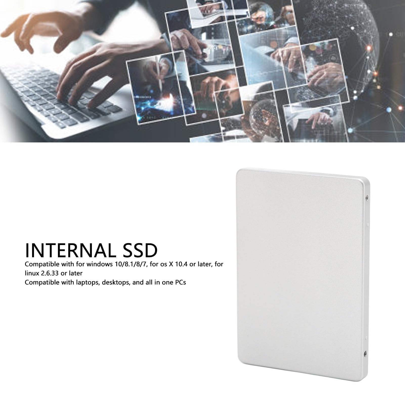 Dysk SSD do Laptopa, Niski Pobór Mocy, Odporny na Wstrząsy 2,5-calowy Wewnętrzny Dysk SSD III, Zwiększona wydajność do Komputerów Stacjonarnych (256GB)