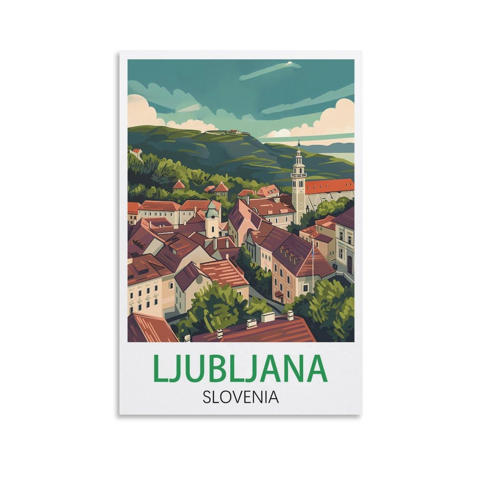 Losnabo Unframe-Style Ljubljana Slovenia Vintage Travel Poster 20X30inch(50X75cm) Canvas Wall Poster And Art Picture Print Modern Home Bedroom Decor