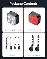 Vista 7 de AKALE Juego de luces recargables para bicicleta, luces LED delanteras y traseras, batería de litio de 650 mAh, faro de bicicleta, IPX4 impermeable