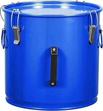 Fryer Grease Bucket 8 Gal, Oil Disposal Caddy, Steel Fryer Oil Transport Container with Rust-Proof Coating, Grease Can with Lid & Lock Clips & Filter Bag for Cooking Oil Filtering