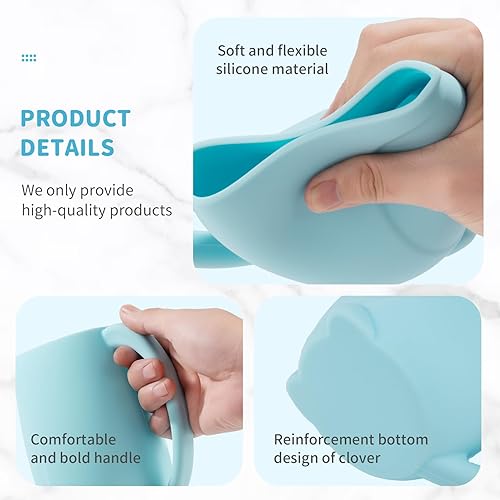 Miniatura 10 de mandoo Taza de enjuague de baño para bebés, silicona de grado alimenticio, taza de enjuague para champú y lavado corporal para niños con mango de