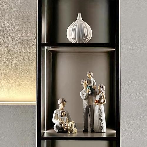 Miniatura 4 de Waowumar Familia de 3 figuritas decorativas de resina para la familia, escultura familiar para padres e hijos, regalos para decoración familiar del