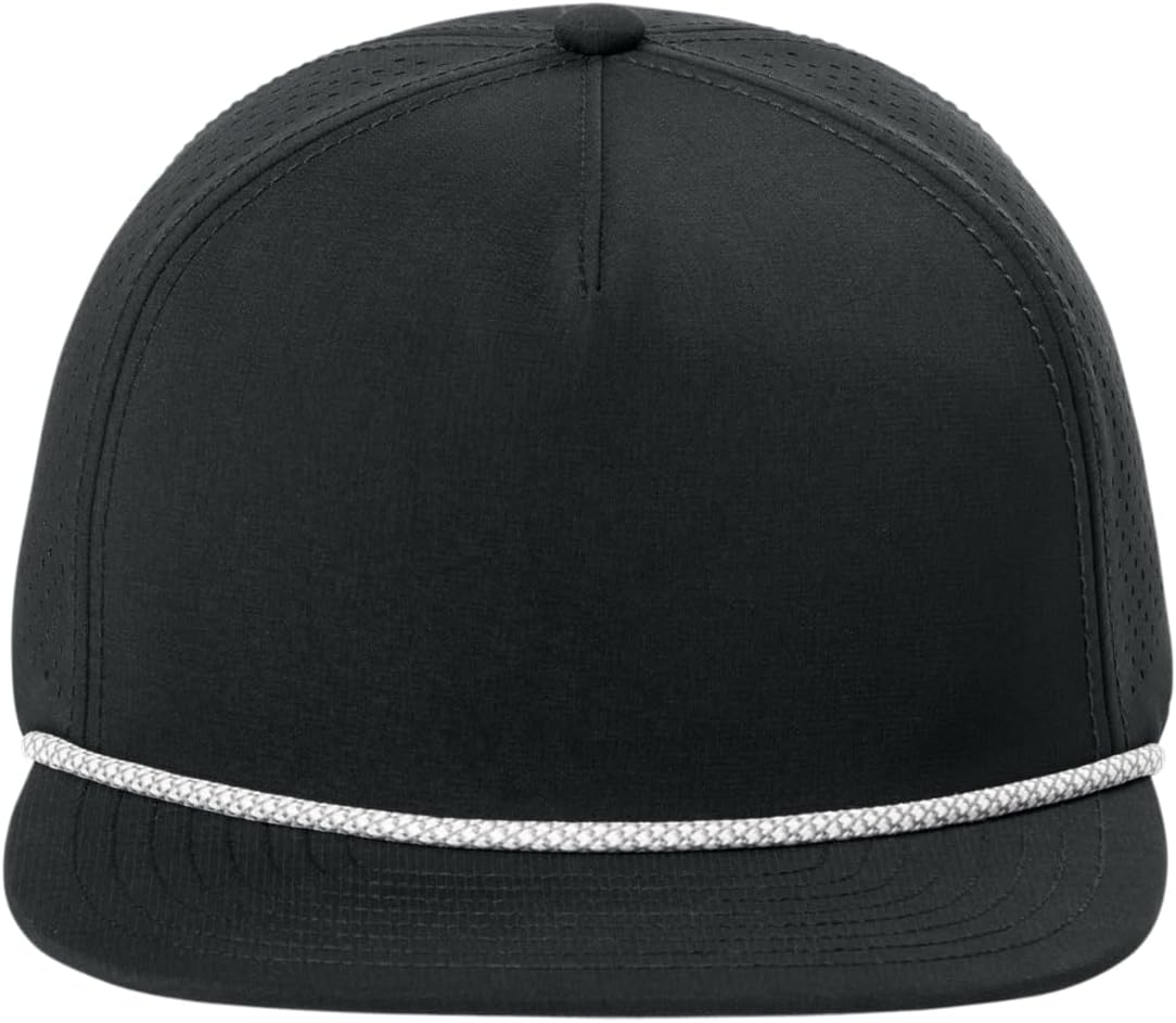 5-Panel Rope Performance Cap | Moisture-Wicking Snapback Hat for Men & Women, Flat Bill, Mesh Back & Side Panels