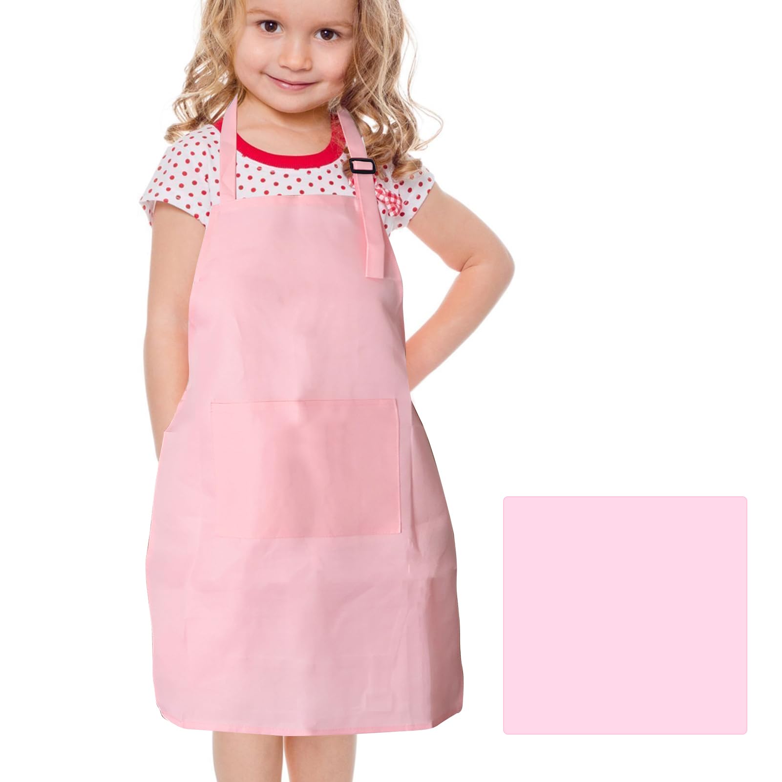 Grembiule Impermeabile Per Pittura Bambini | Maniche Lunghe Con Tasca | Per Arti Creative, Cucina E Giochi D'Acqua | Età 5-11 Anni, Rosa