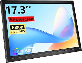 17,3 Zoll Tragbarer Monitor FHD 1080P 95% sRGB USB-C & HDMI mit Ständer kompatibel mit Laptop Smartphone PS5 Xbox Switch