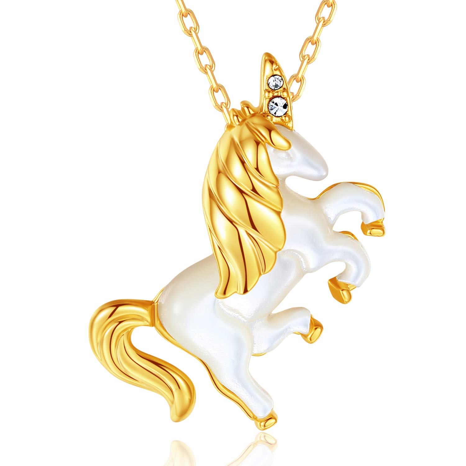 Crystal Necklace Unicorn Pearl Necklace Unicorn Horse Gold