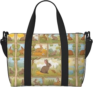 Cartoon Cute Animals Rabbit Print Portable Travel Duffel Bag,Ideal For Business And Private Travel - SSIMOO