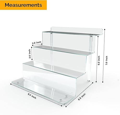 Miniatura 5 de Elevadores acrílicos de 4 niveles para cristales de exhibición, paquete de 3 estantes de exhibición para coleccionables, organizadores de perfumes,