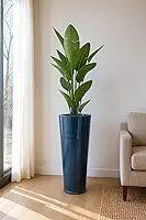 Vaso Alto para Plantas Efeito Marmorizado Luxo Decoração Casa e Jardim (Azul)
