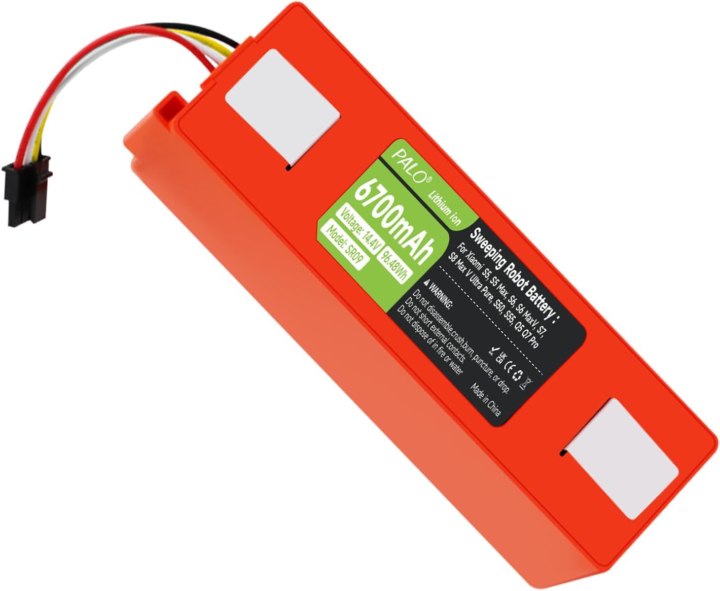 6700mAh Battery for Xiaomi Roborock S5,S6,S7,S8 Max/Max V/Max Ultra/Pure, S50, S51, S55, Q5/Q7 Max+, brr-2p4s-5200s, 1st and 2nd Generation Robot Vacuum Cleaner