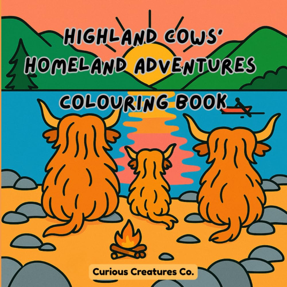 Highland Cows' Homeland Adventures: Highland Cow Colouring Book For Adults