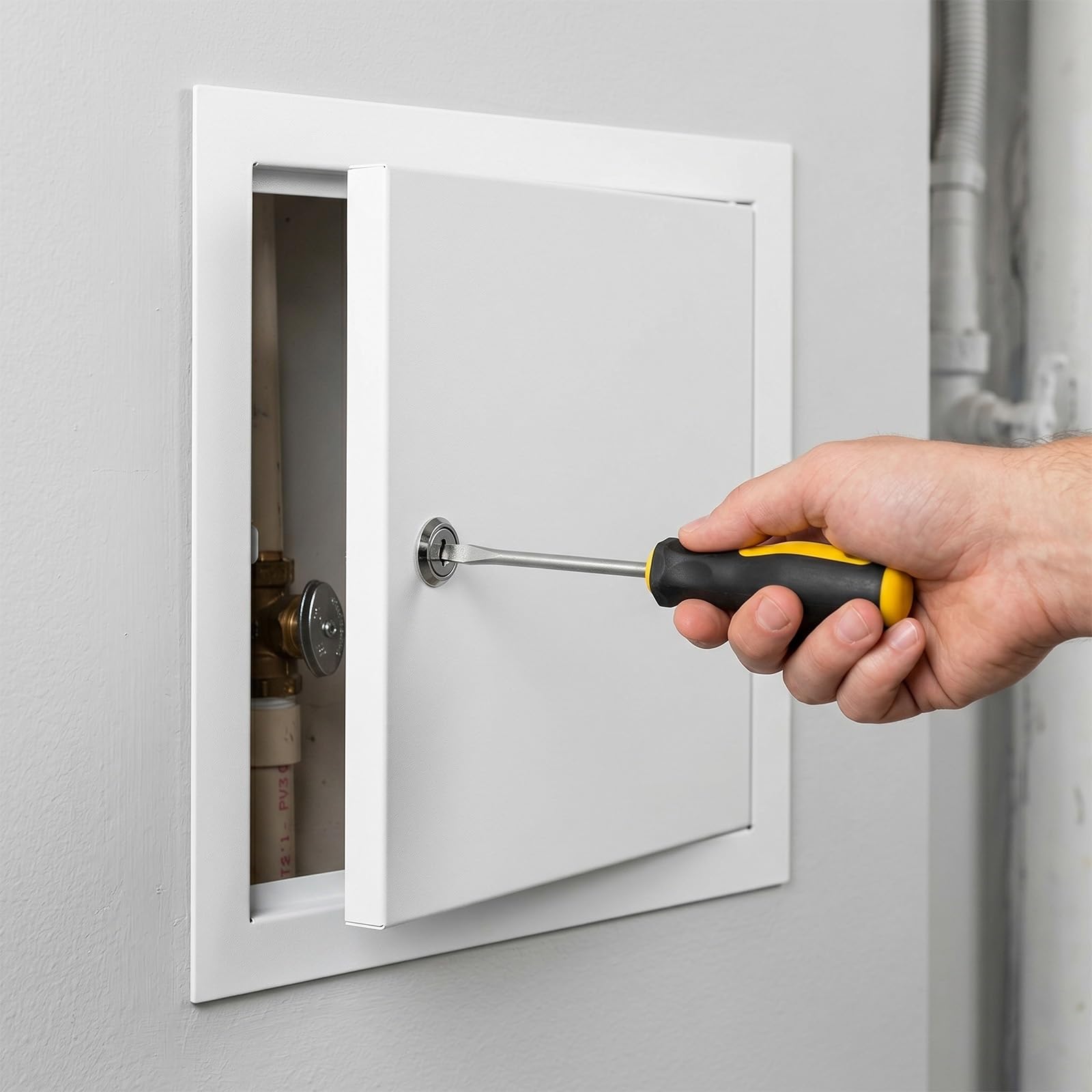 Trampilla de Registro de Aluminio - Sistema de Cierre Universal con Destornillador | Panel de Acceso Metálico para Paredes, Techos, Registros de Fontanería y Caja de Fusibles(White,250 x600 mm)