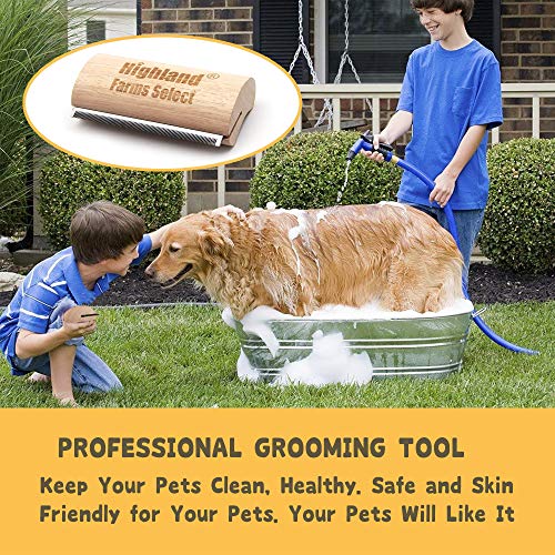 Deshedding Grooming Tool For Dogs, Cats & Horses, Ergonomic Design Wood Groom Brush, Professional Pet Groomer, Painlessly Remove For Short & Long Hair, Fur & Dirt - 5 Inches #TOP4
