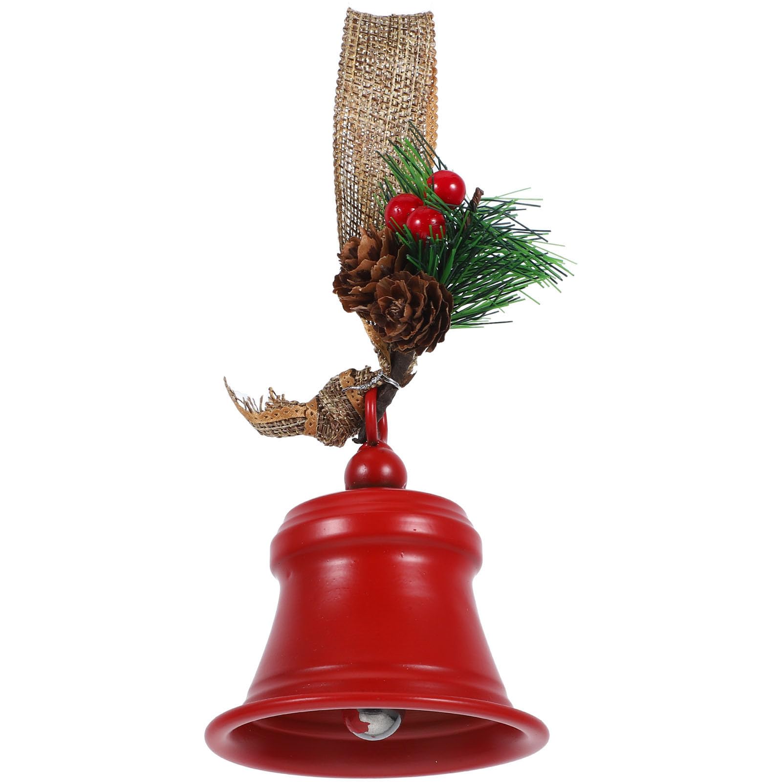 TOYANDONA 4 Piezas Campana Colgante Navideña de Metal Roja, Estilo Rústico