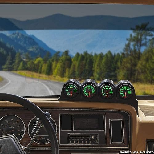 Miniatura 2 de GlowShift Medidor de tablero cuádruple negro compatible con Dodge Ram First Generation Cummins 1986-1993 – Plástico ABS – Soportes (4) medidores de